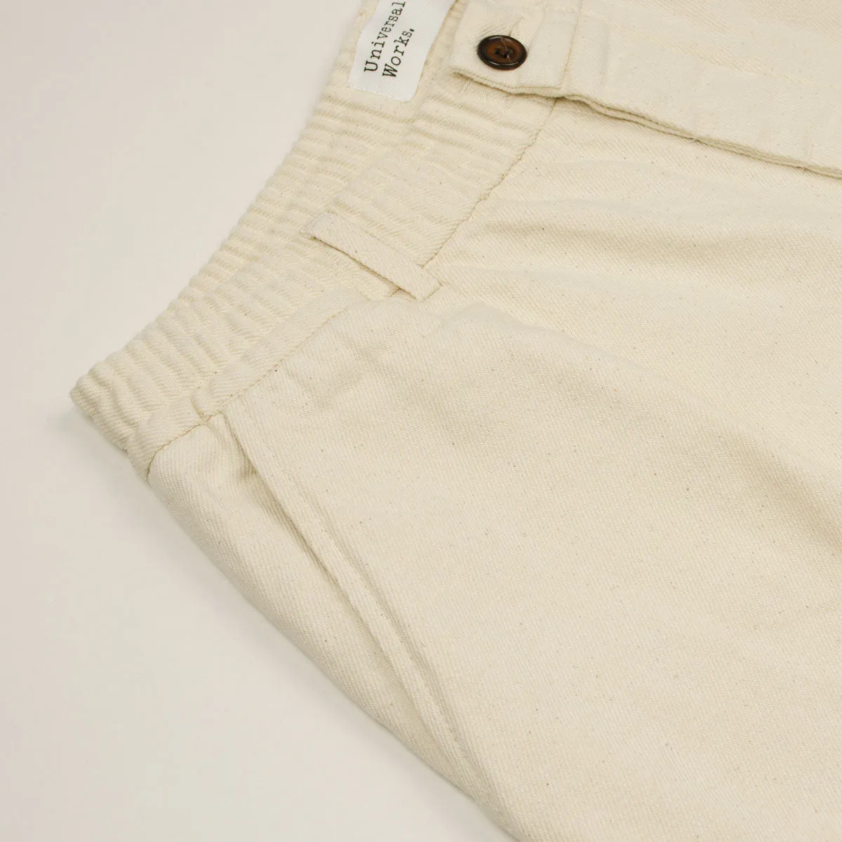 Ecru Pleated Track Shorts by Universal Works Made of Recycled Cotton