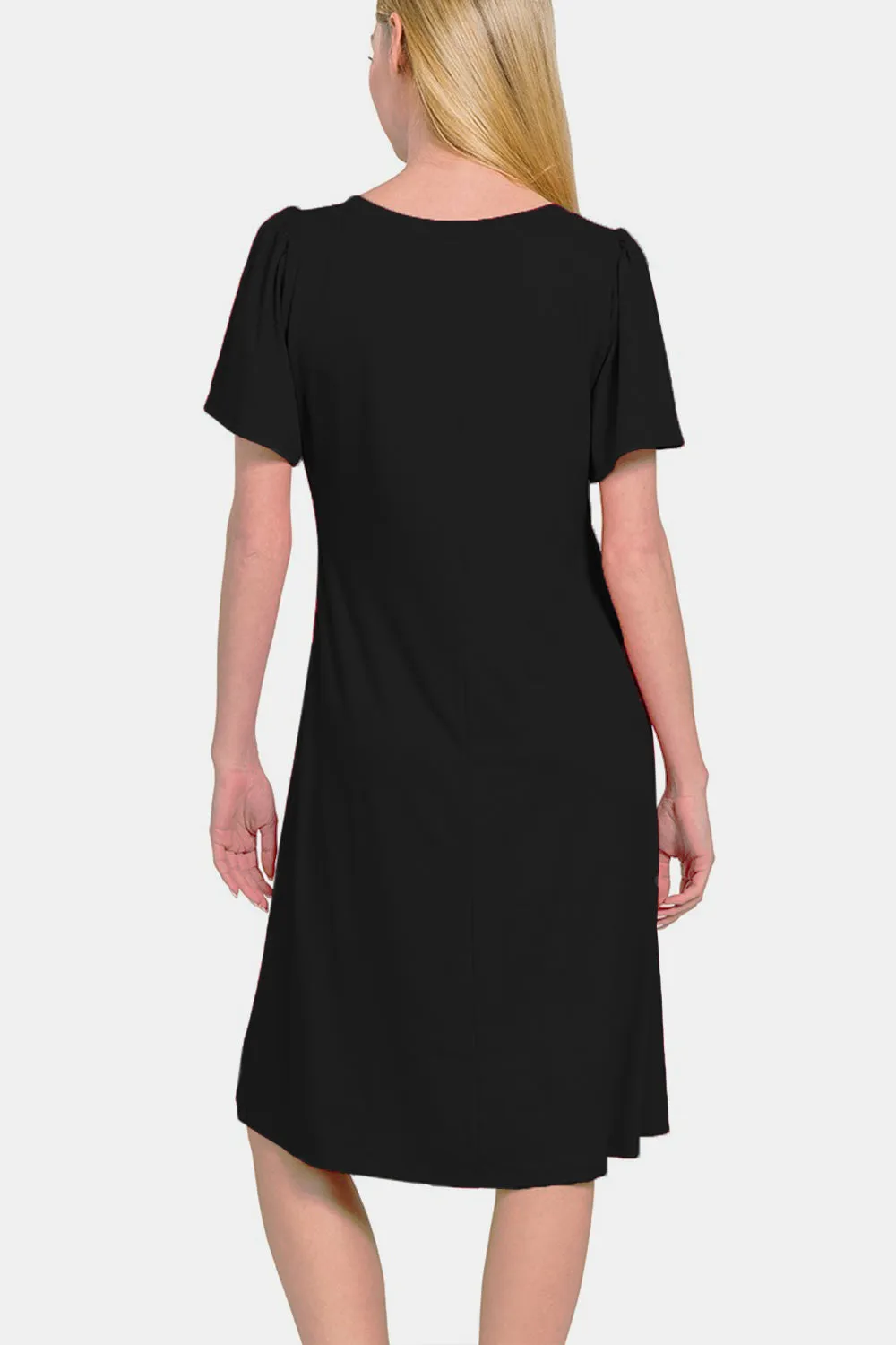 V-Neck Short Sleeve Zenana Dress