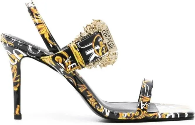 Versace Jeans Couture Emily 85mm Barocco-Print Sandals Black