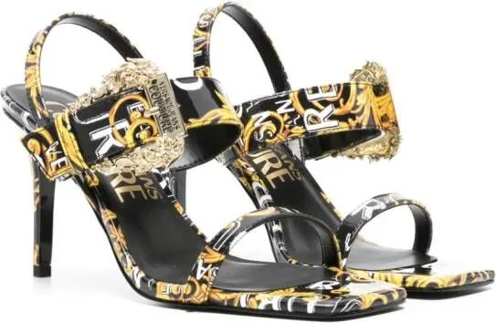 Versace Jeans Couture Emily 85mm Barocco-Print Sandals Black