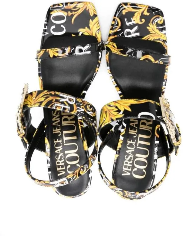 Versace Jeans Couture Emily 85mm Barocco-Print Sandals Black