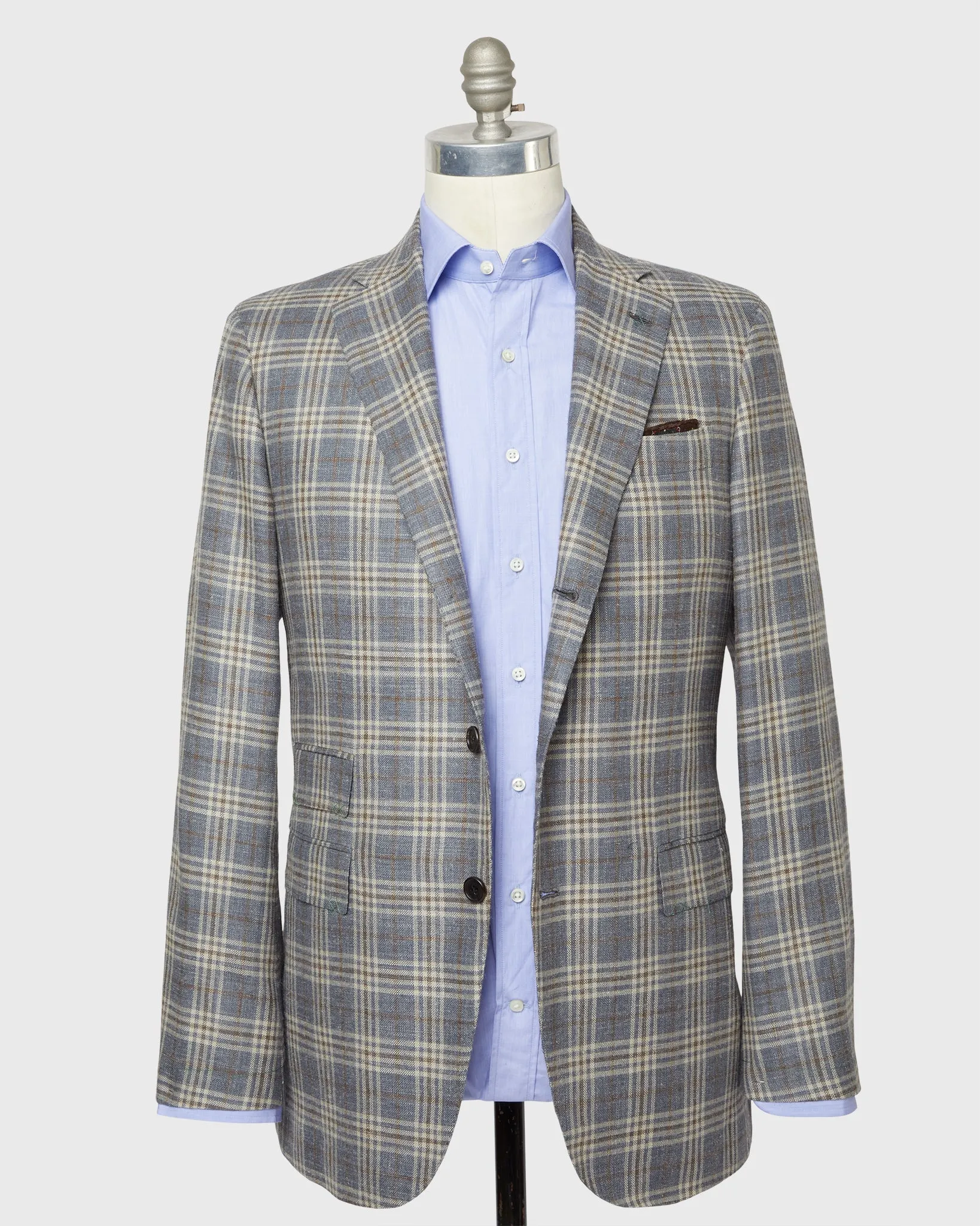 Virgil No. 4 Jacket in Grey/Oat/Brown Plaid Hopsack