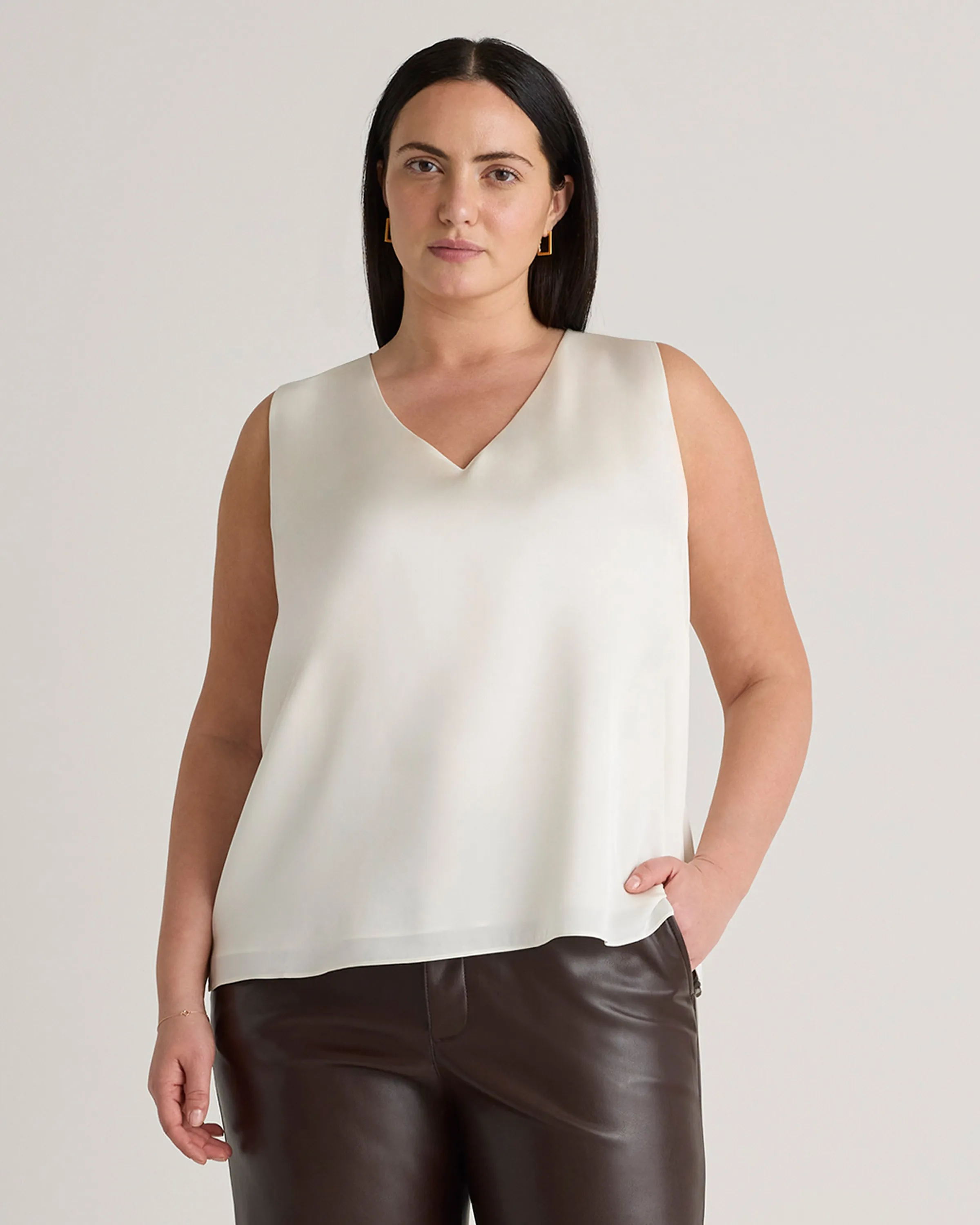 Washable Stretch Silk Tank - Plus Size