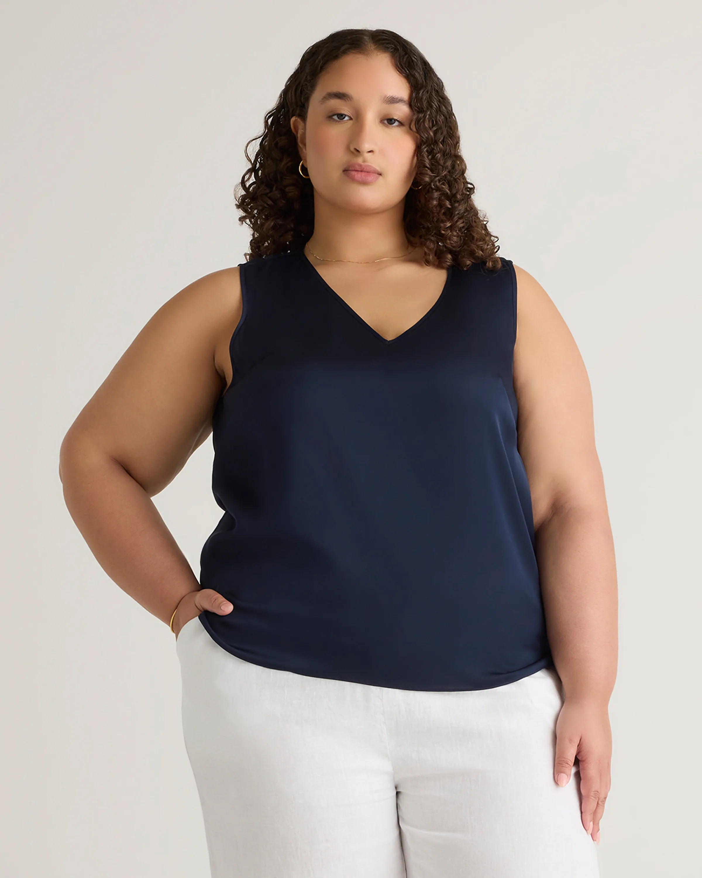 Washable Stretch Silk Tank - Plus Size
