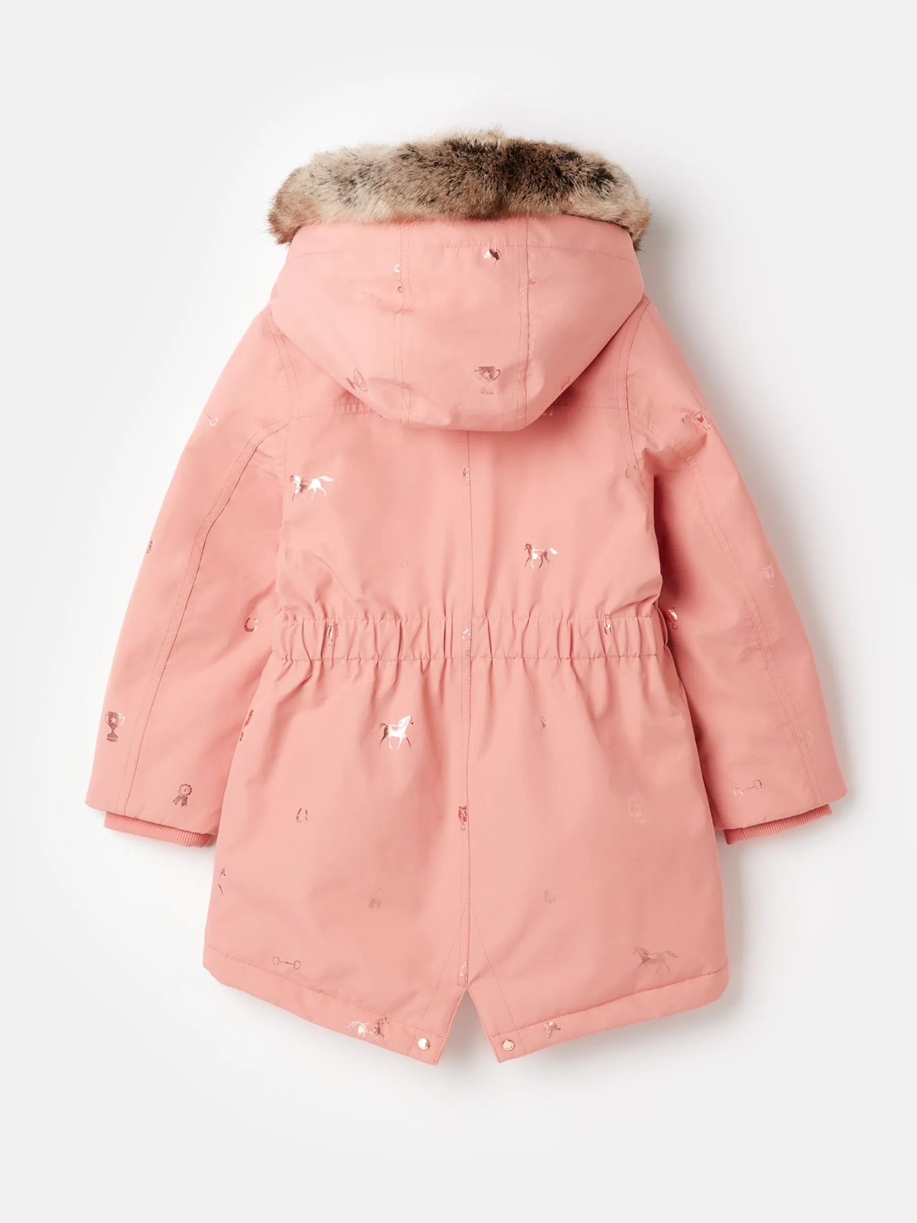 Waterproof Pink Parka Coat with Printed Design