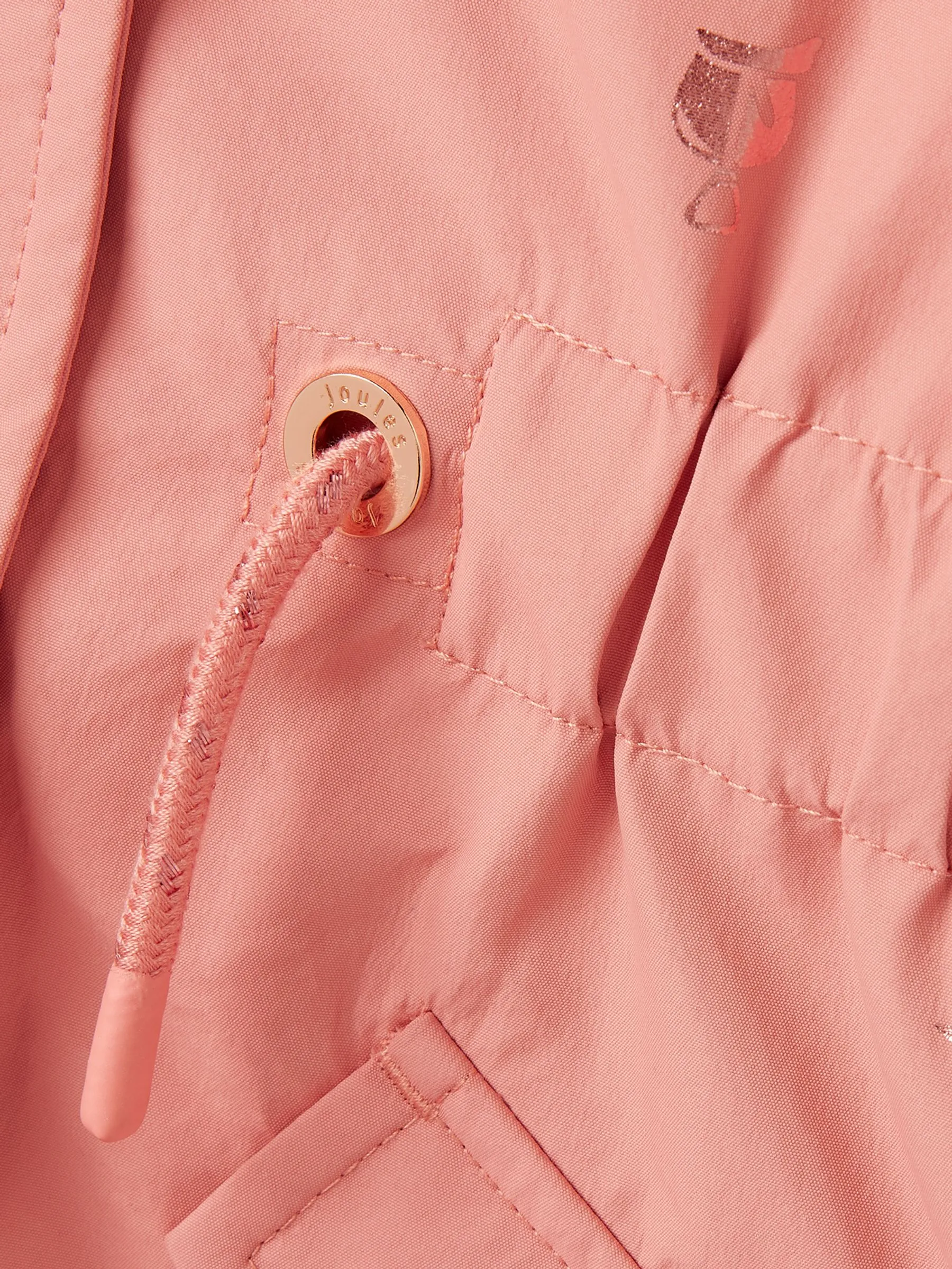 Waterproof Pink Parka Coat with Printed Design