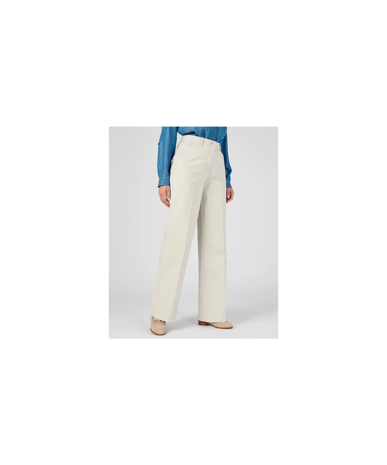 Cotton Stretch Trousers with Wide Legs