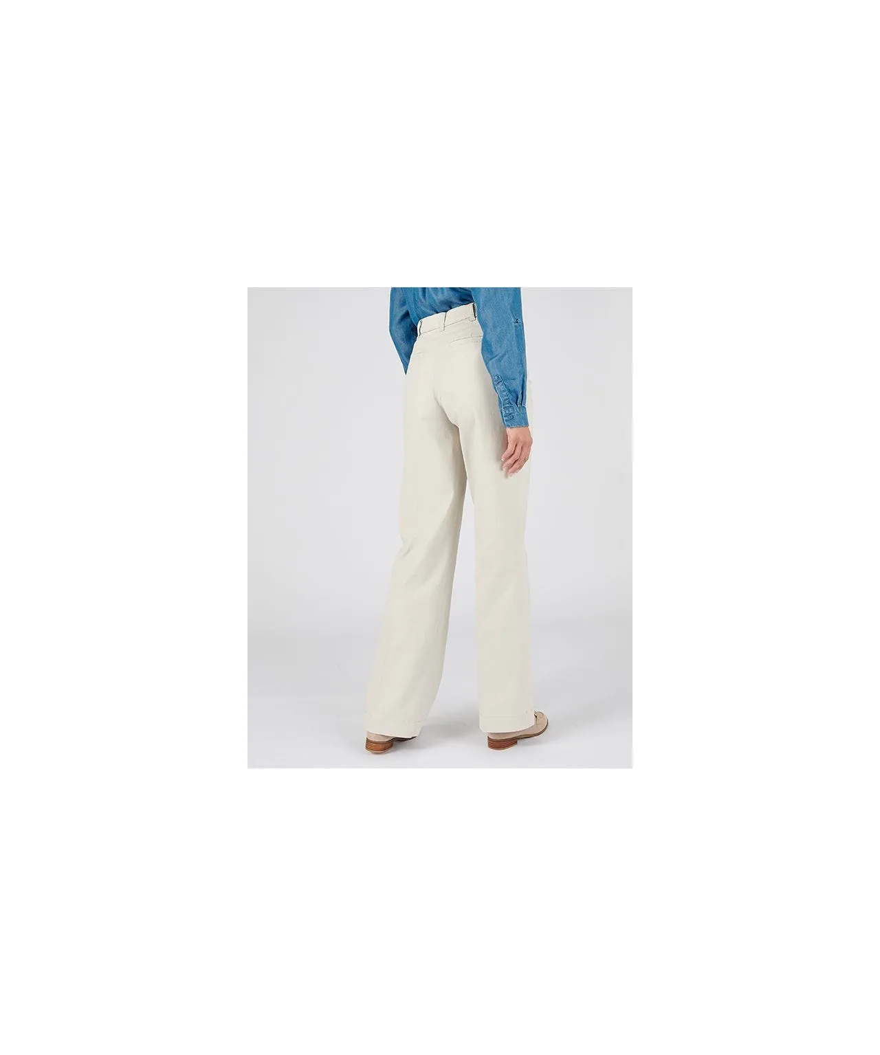 Cotton Stretch Trousers with Wide Legs