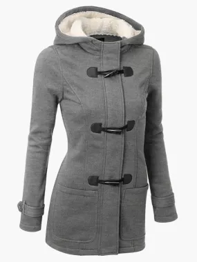 Women's Gray Hoodie Winter Coat - Outerwear For Ladies