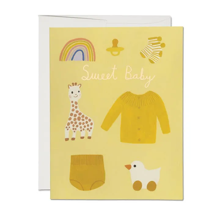 Yellow Baby Greeting Card - Best Unique Cards for Newborn Baby Boy or Girl.