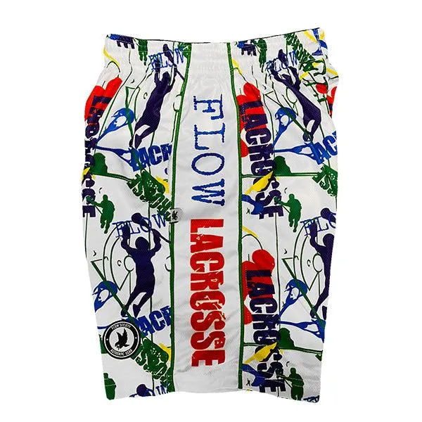 Youth Lacrosse Shorts with Red, White, and Blue Design