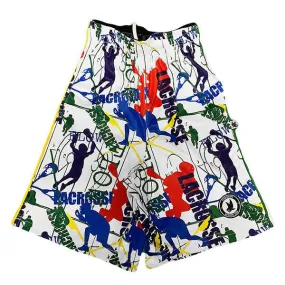 Youth Lacrosse Shorts with Red, White, and Blue Design